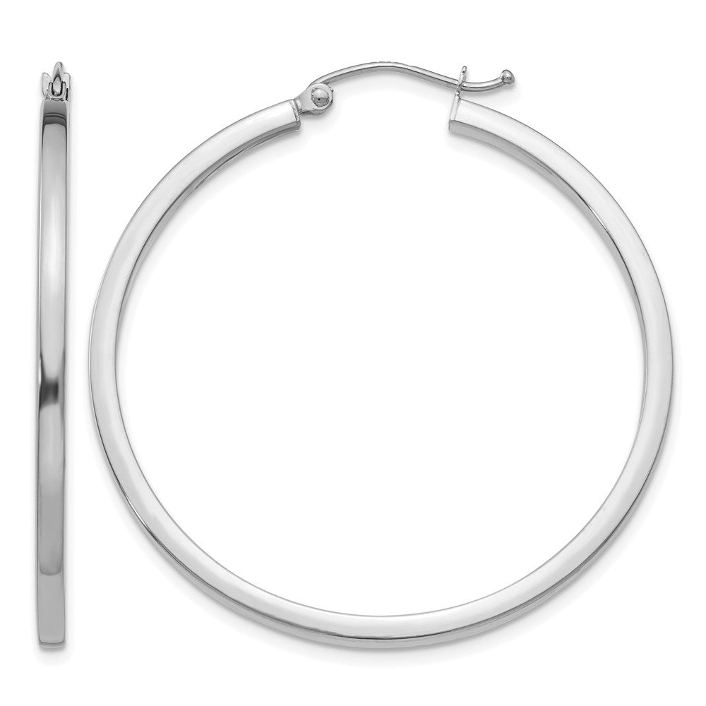 10k White Gold 2mm Square Tube Hoops