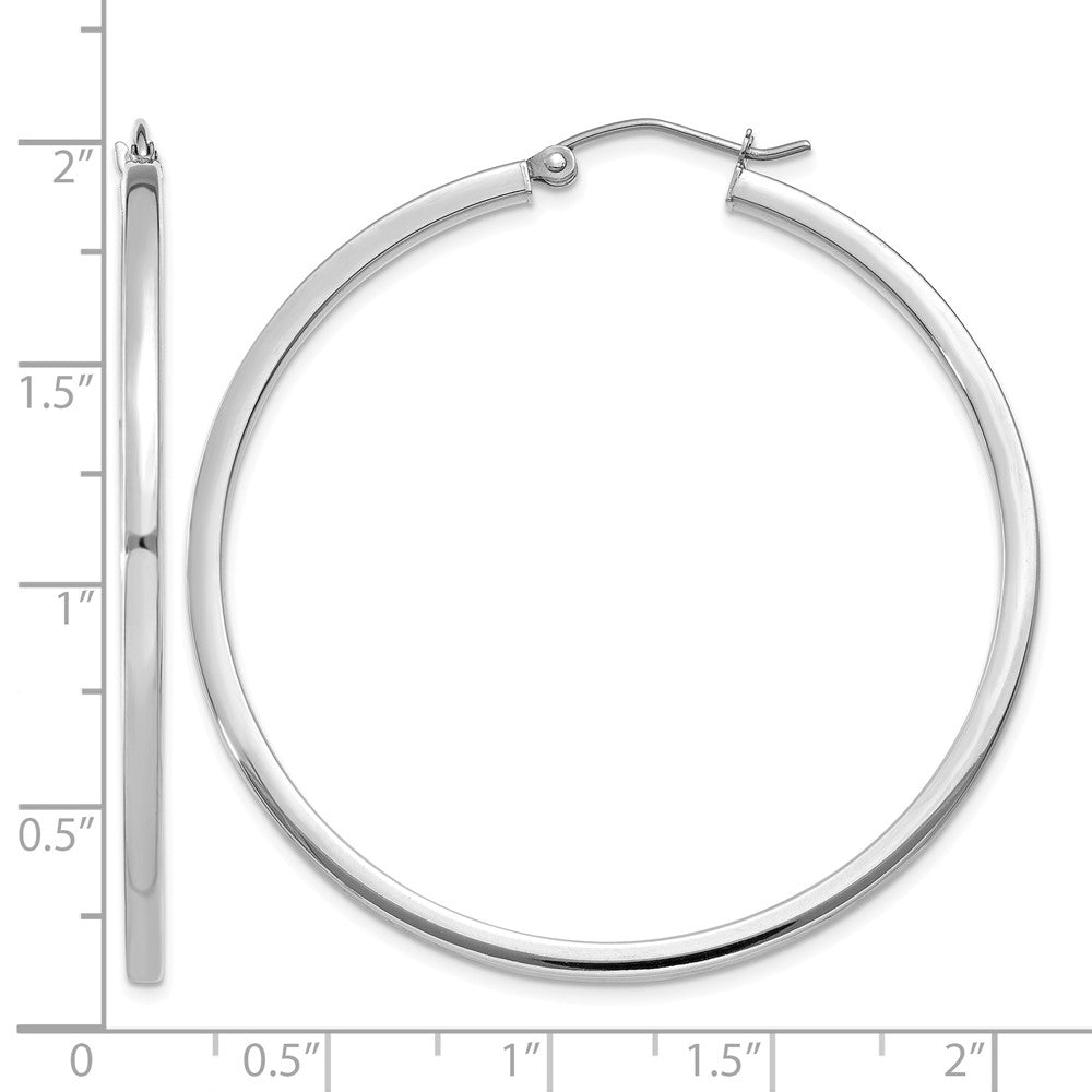 10k White Gold 2mm Square Tube Hoops