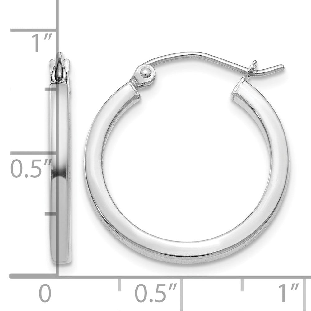 10k White Gold 2mm Square Tube Hoops