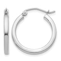 10k White Gold 2mm Square Tube Hoops