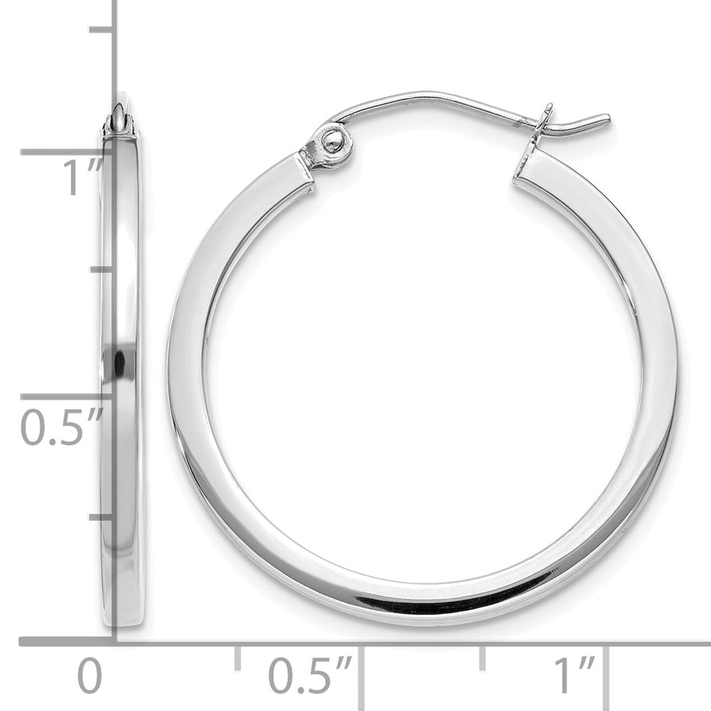 10k White Gold 2mm Square Tube Hoops