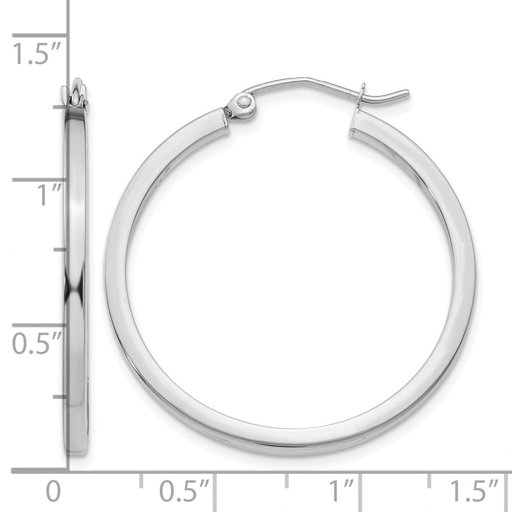 10k White Gold 2mm Square Tube Hoops