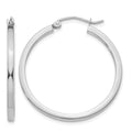 10k White Gold 2mm Square Tube Hoops