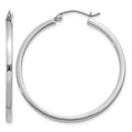 10k White Gold 2mm Square Tube Hoops