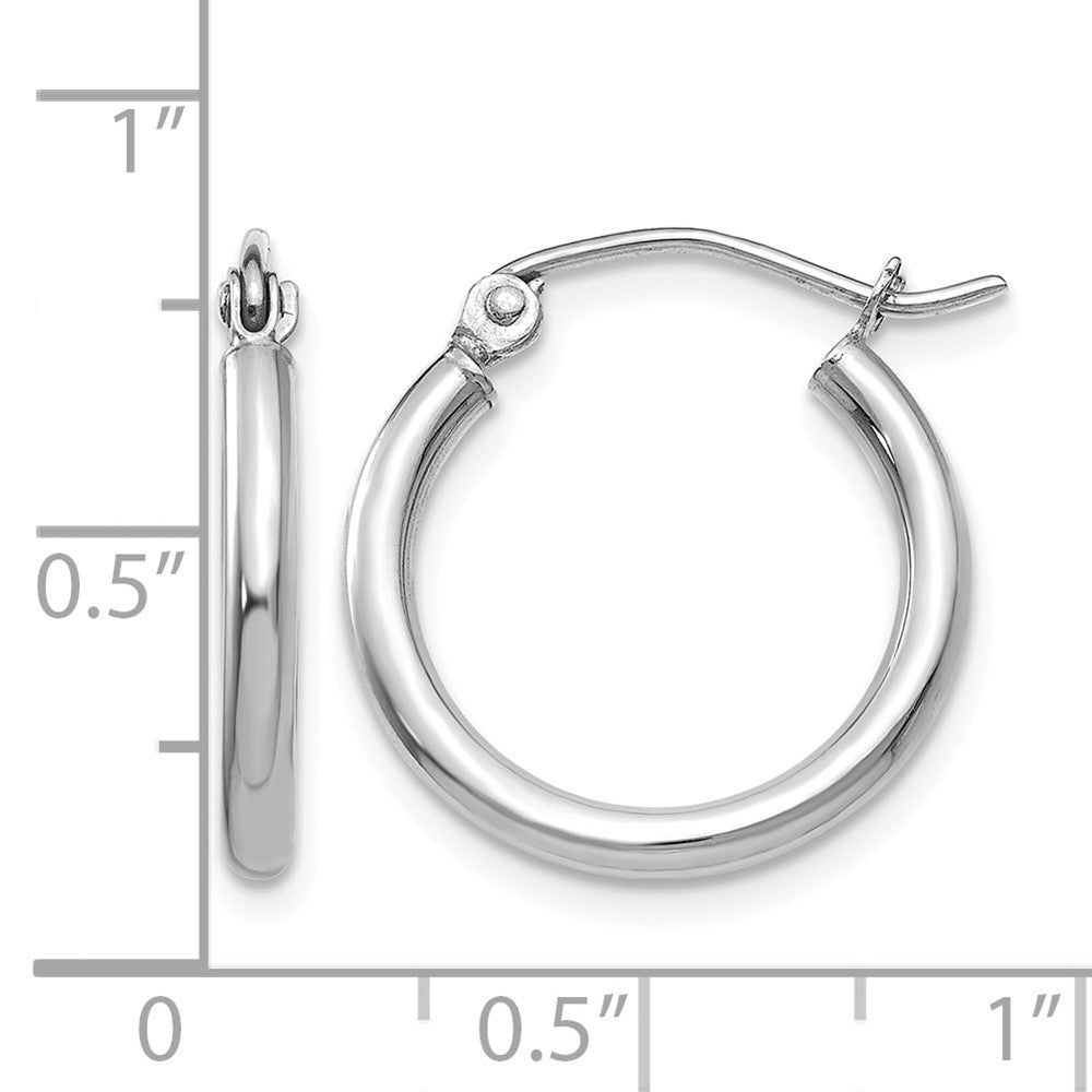 10K White Gold Polished 2mm Tube Hoop Earrings