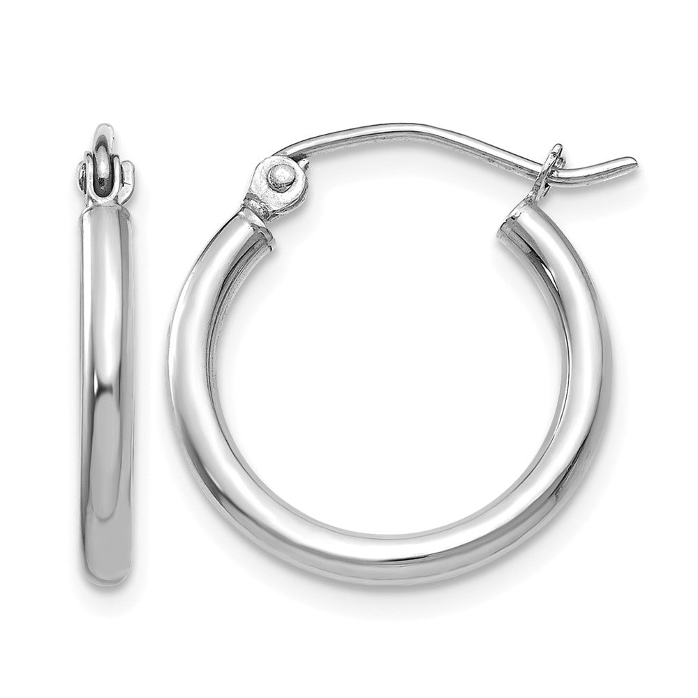 10K White Gold Polished 2mm Tube Hoop Earrings