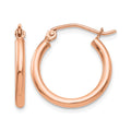 10k Rose Gold Polished 2x17.5mm Lightweight Tube Hoop Earrings