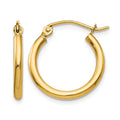10K Polished 2mm Lightweight Tube Hoop Earrings