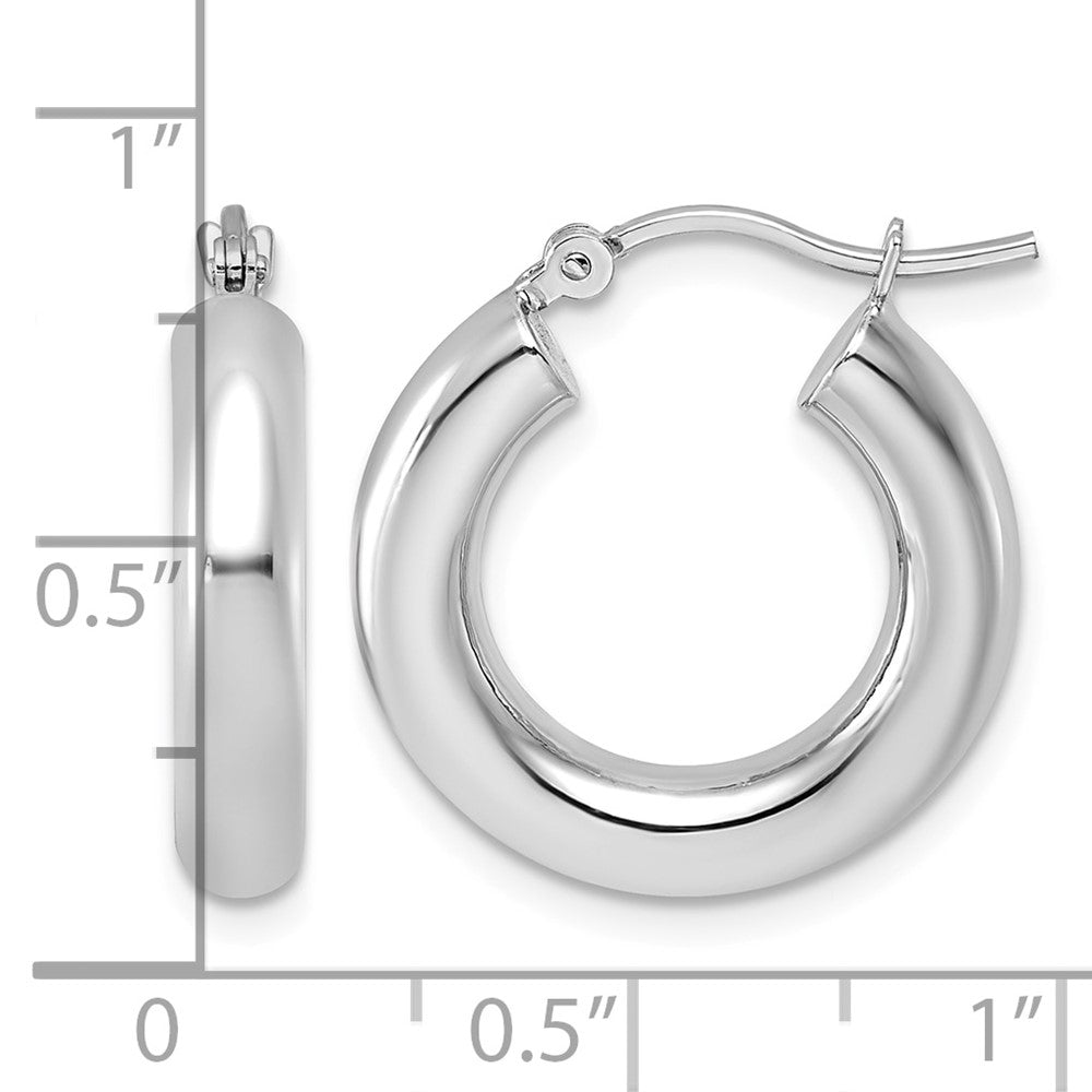 10k White Gold Polished 4mm Tube Hoop Earrings