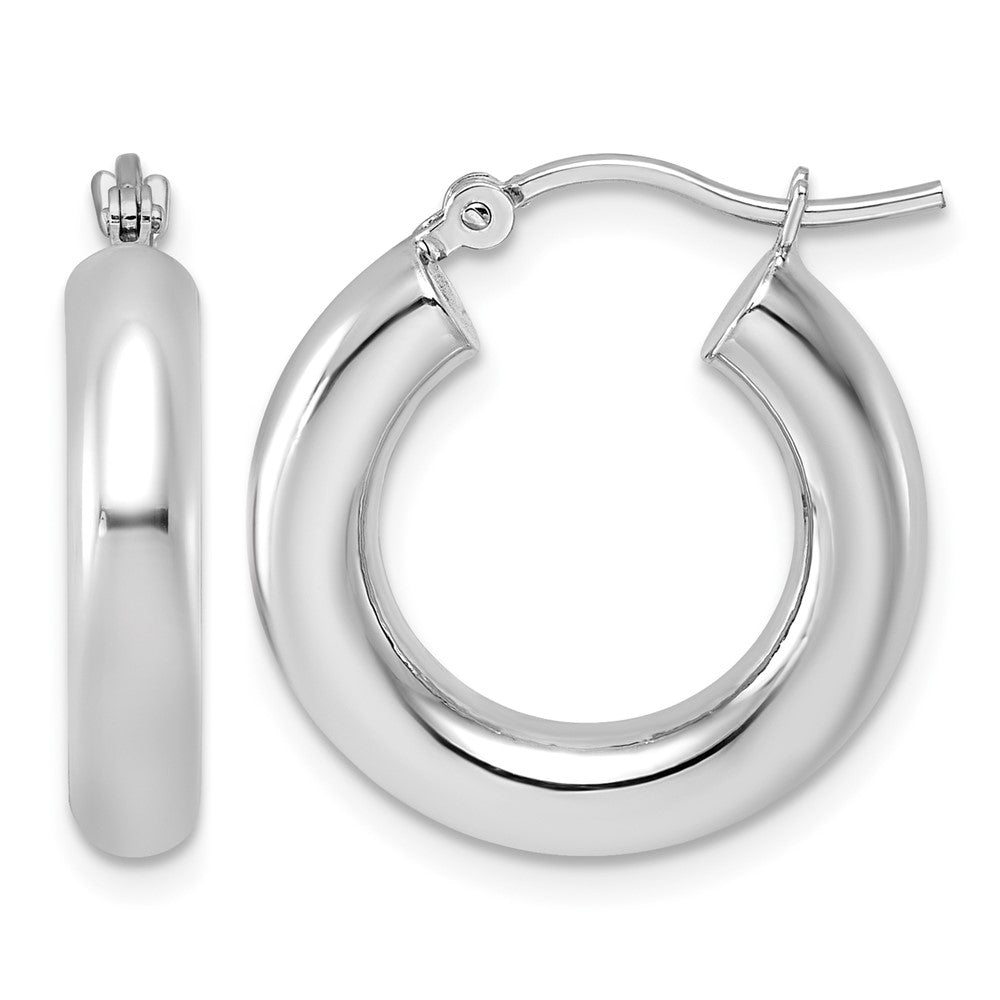 10k White Gold Polished 4mm Tube Hoop Earrings