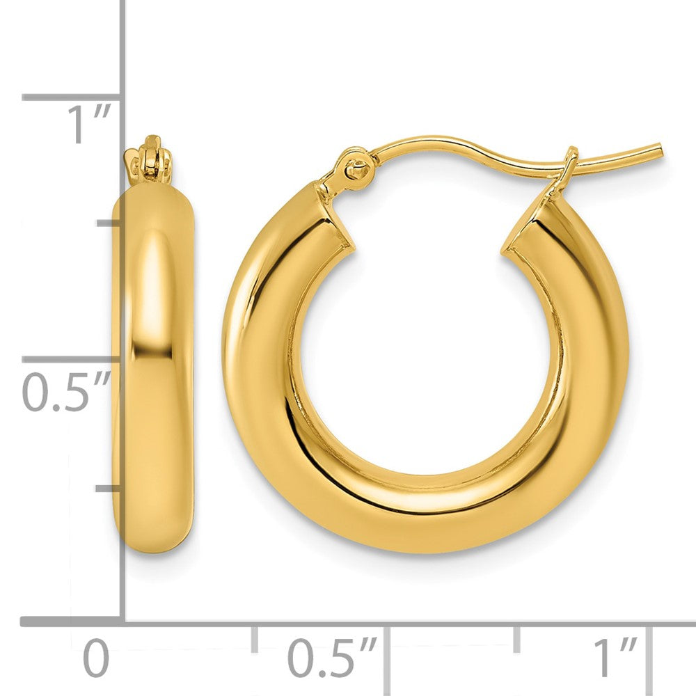 10k Polished 4mm Tube Hoop Earrings