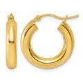 10k Polished 4mm Tube Hoop Earrings