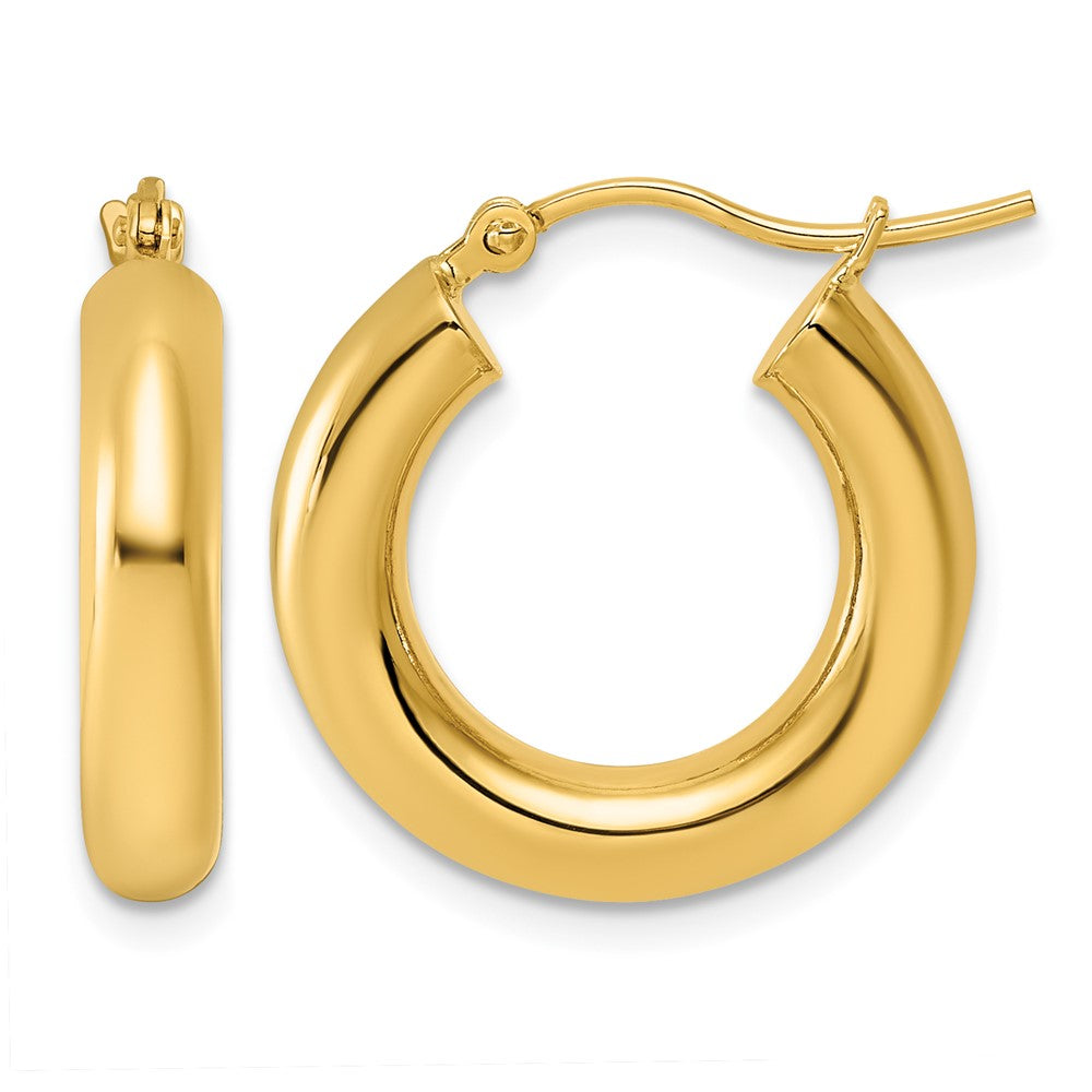 10k Polished 4mm Tube Hoop Earrings