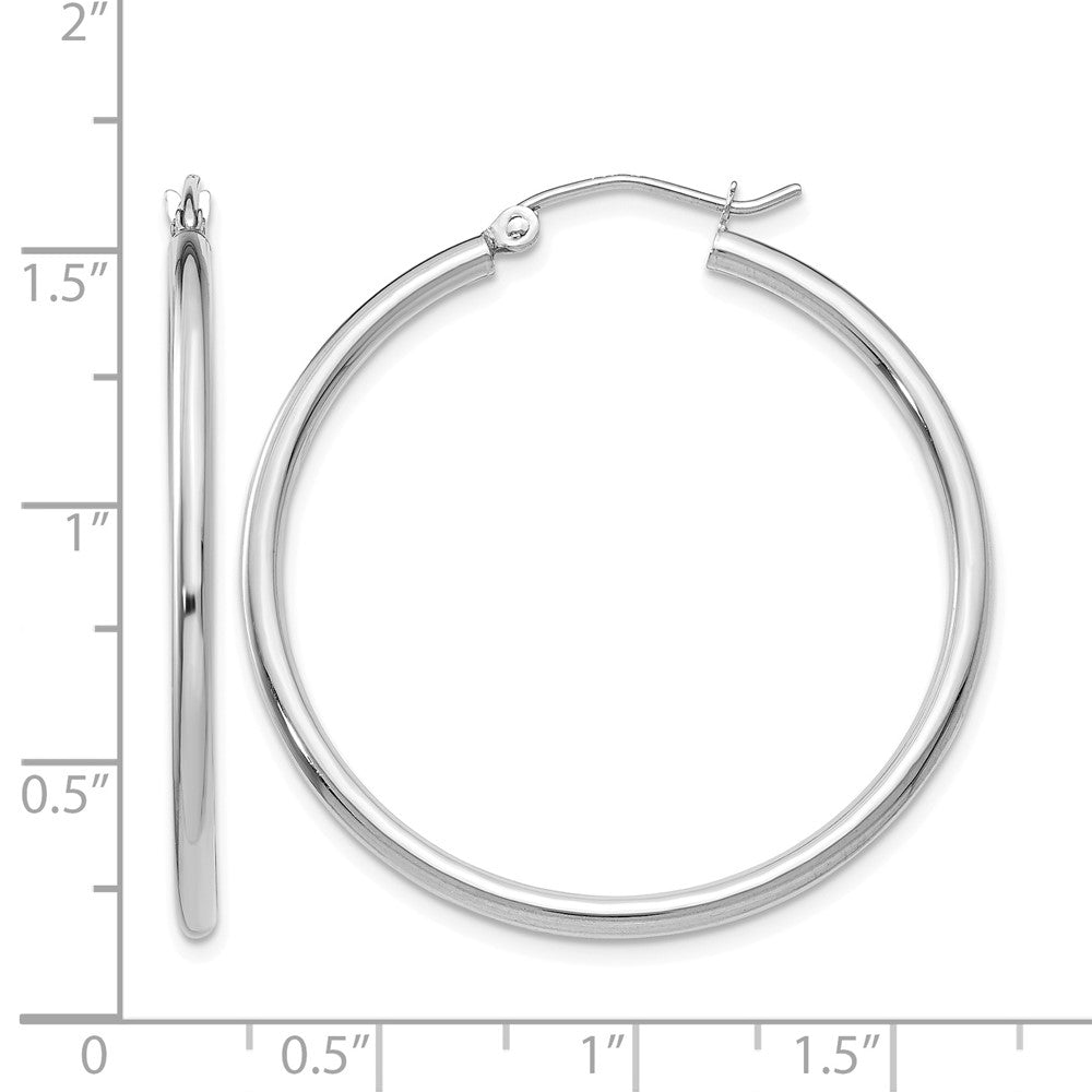 10K White Gold Polished 2mm Tube Hoop Earrings