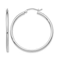 10K White Gold Polished 2mm Tube Hoop Earrings