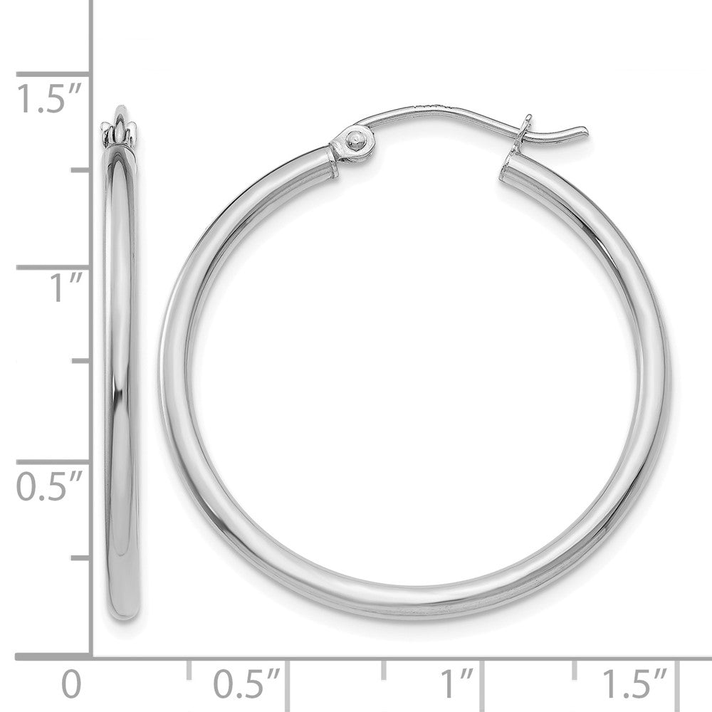 10K White Gold Polished 2mm Tube Hoop Earrings