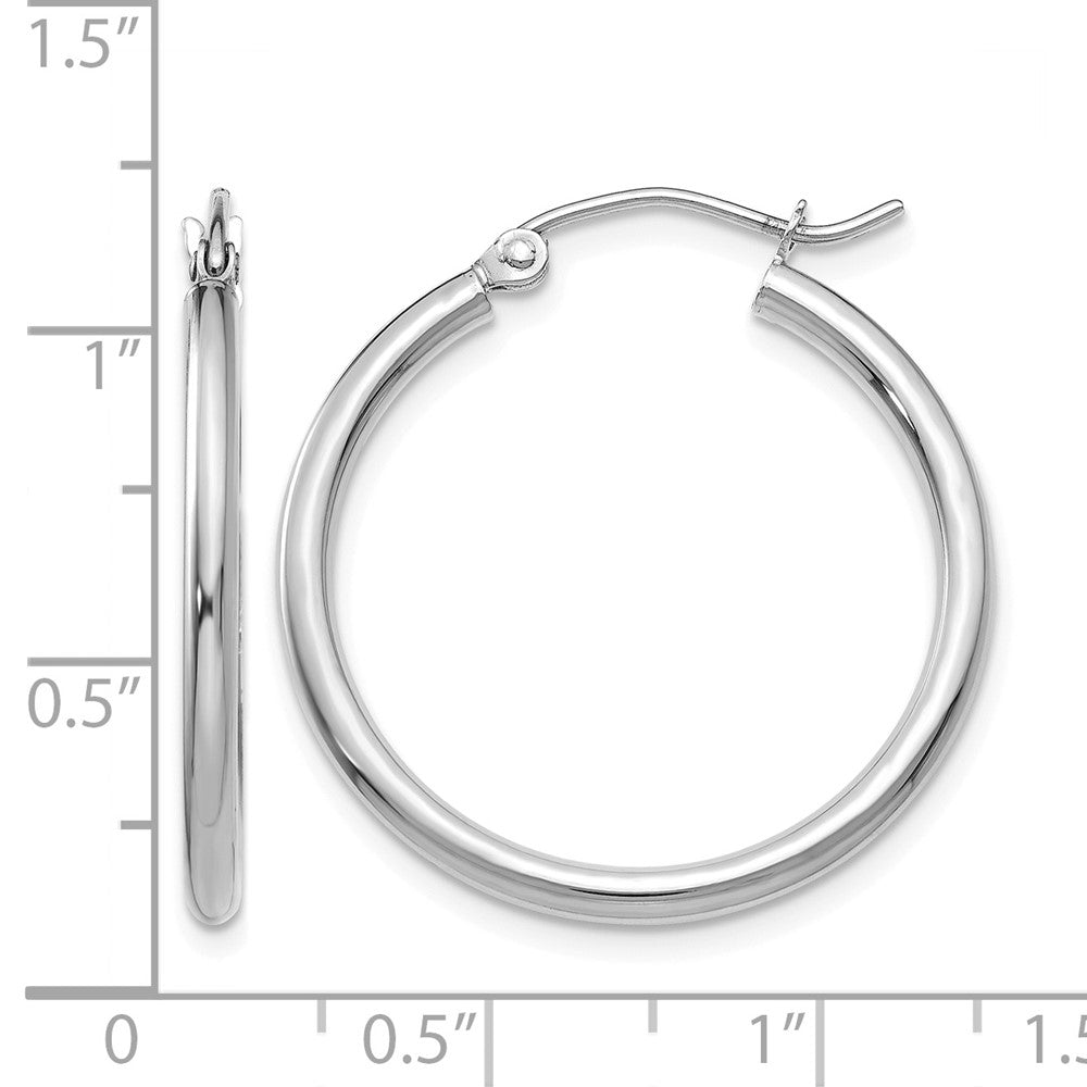 10K White Gold Polished 2mm Tube Hoop Earrings