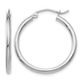 10K White Gold Polished 2mm Lightweight Hoop Earrings