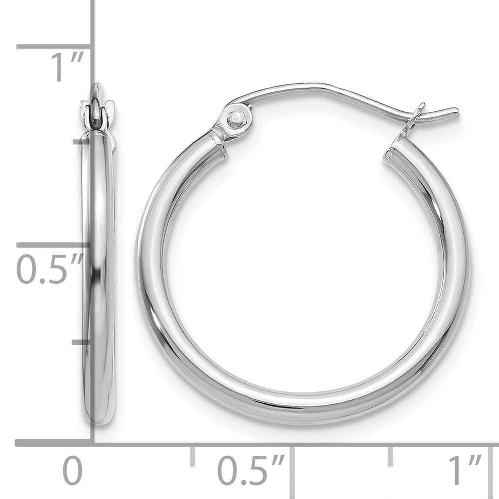 10K White Gold Polished 2mm Tube Hoop Earrings