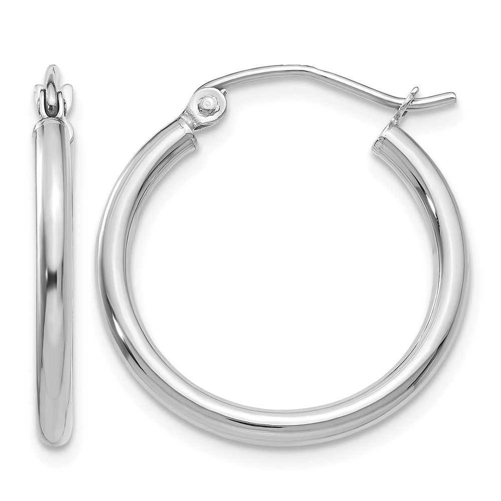 10K White Gold Polished 2mm Tube Hoop Earrings