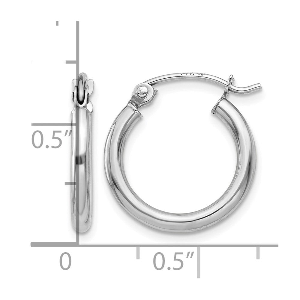 10K White Gold Polished 2mm Tube Hoop Earrings
