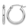 10K White Gold Polished 2mm Tube Hoop Earrings