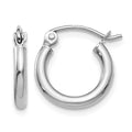 10K White Gold Polished 2mm Tube Hoop Earrings