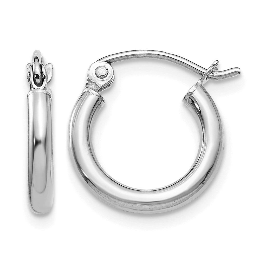 10K White Gold Polished 2mm Tube Hoop Earrings