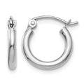 10K White Gold Polished 2mm Lightweight Tube Hoop Earrings