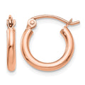 10k Rose Gold Polished 2x12mm Lightweight Tube Hoop Earrings