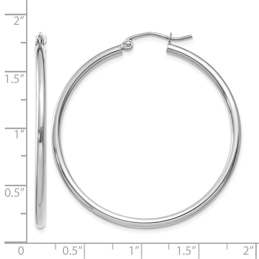 10K White Gold Polished 2mm Tube Hoop Earrings