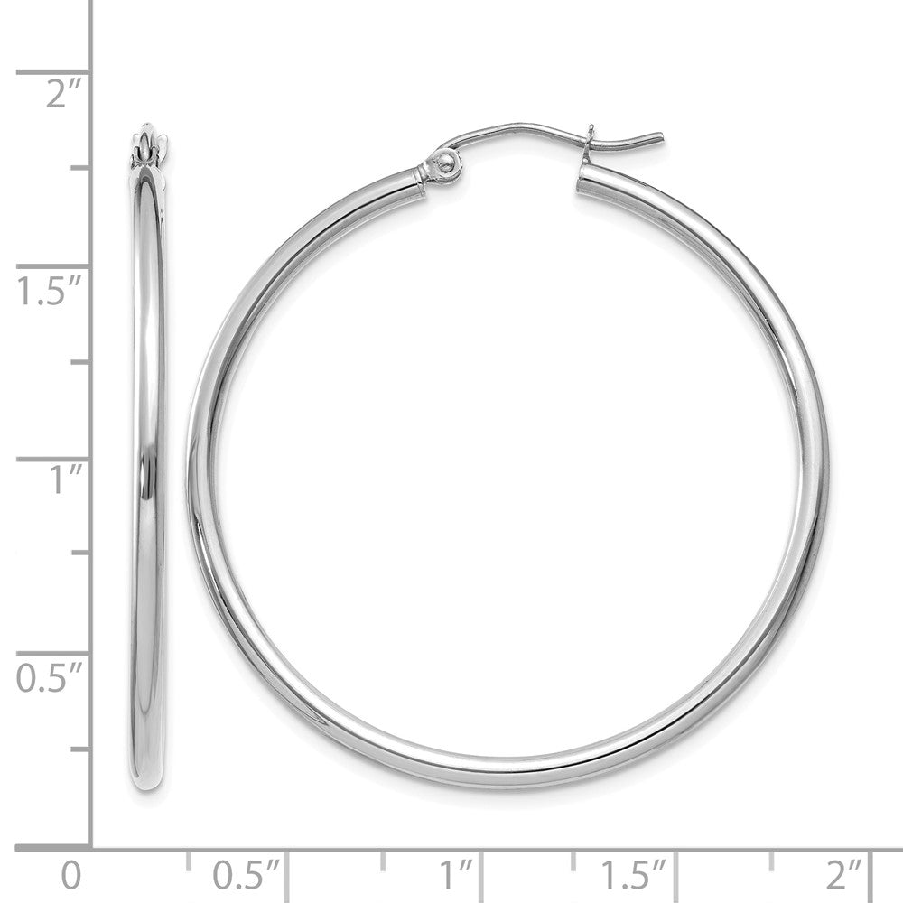 10K White Gold Polished 2mm Lightweight Hoop Earrings