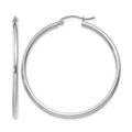 10K White Gold Polished 2mm Lightweight Hoop Earrings