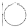 10K White Gold Polished 2mm Tube Hoop Earrings