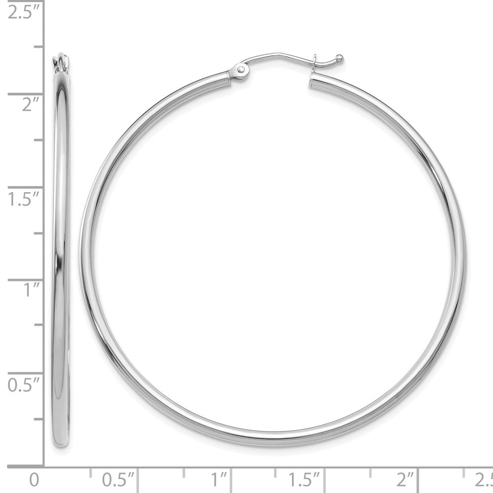 10K White Gold Polished 2mm Tube Hoop Earrings