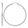 10K White Gold Polished 2mm Tube Hoop Earrings