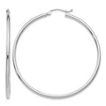 10K White Gold Polished 2mm Lightweight Tube Hoop Earrings