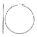 10K White Gold Polished 2mm Lightweight Tube Hoop Earrings
