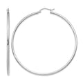 10K White Gold Polished 2mm Tube Hoop Earrings