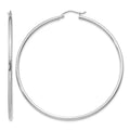 10K White Gold Polished 2mm Lightweight Tube Hoop Earrings