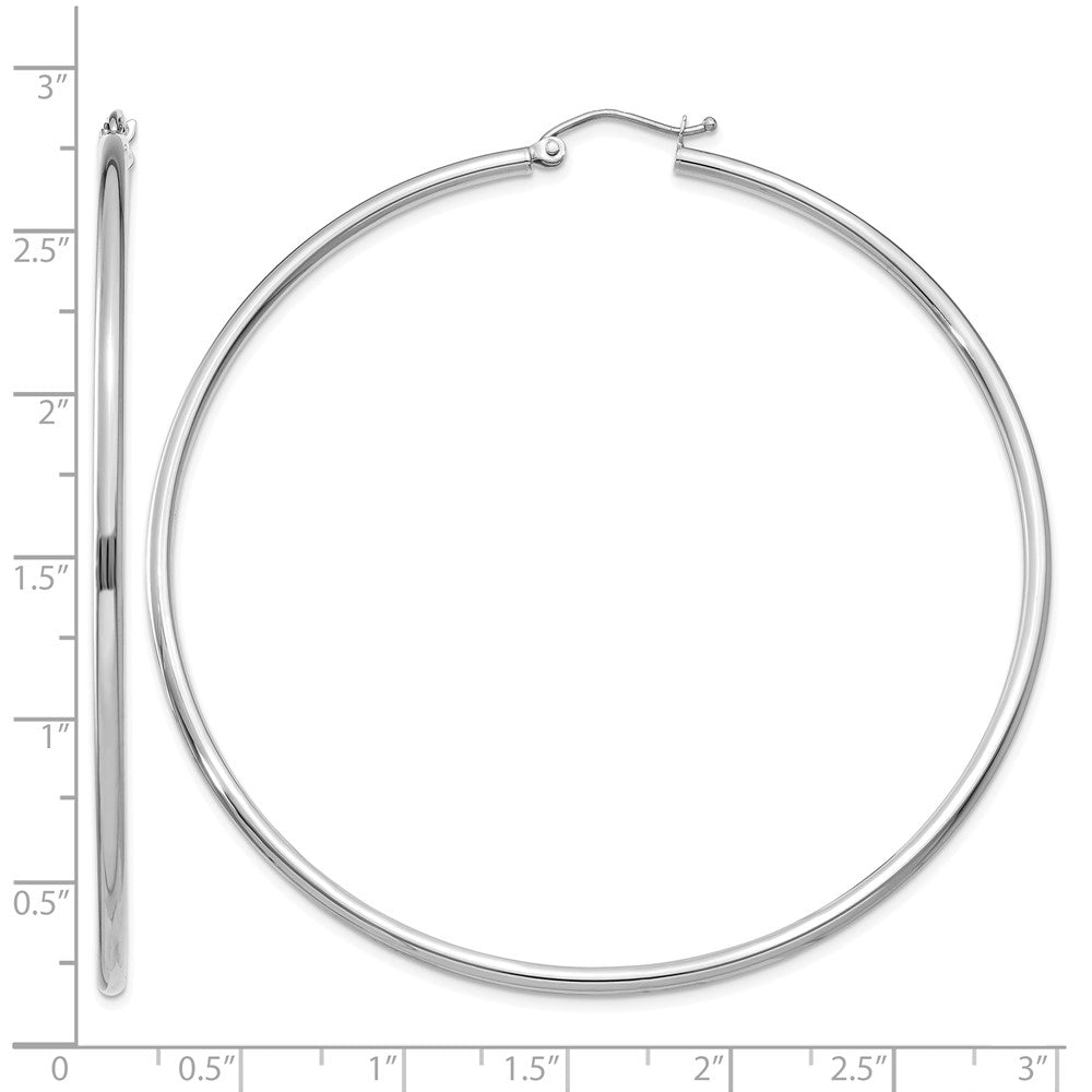10K White Gold Polished 2mm Tube Hoop Earrings