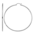 10K White Gold Polished 2mm Lightweight Tube Hoop Earrings