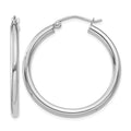 10K White Gold Polished 2.5mm Tube Hoop Earrings