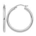 10K White Gold Polished 2.5mm Lightweight Tube Hoop Earrings