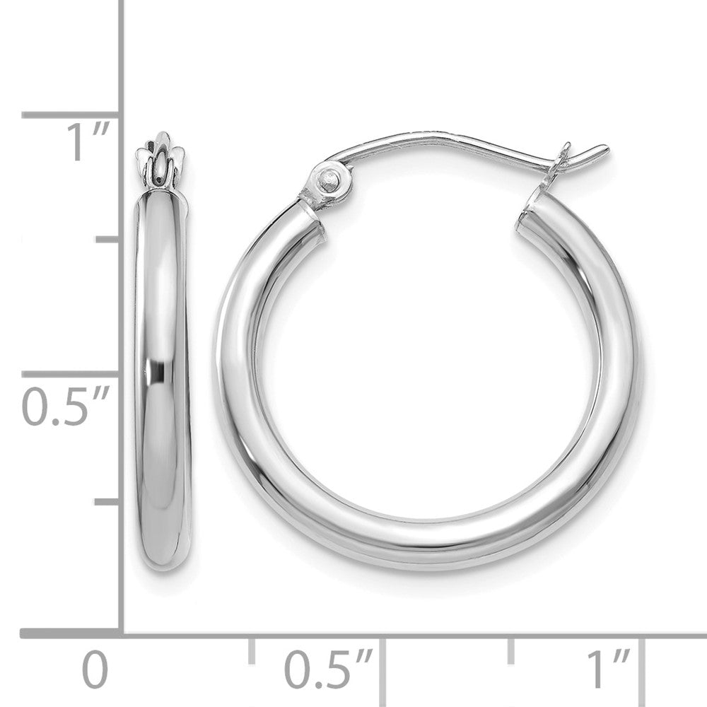 10K White Gold Polished 2.5mm Tube Hoop Earrings