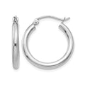 10K White Gold Polished 2.5mm Lightweight Tube Hoop Earrings