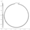 10K White Gold Polished 2.5mm Lightweight Tube Hoop Earrings