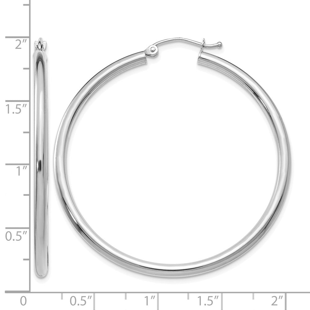 10K White Gold Polished 2.5mm Tube Hoop Earrings