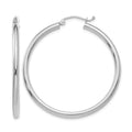 10K White Gold Polished 2.5mm Tube Hoop Earrings