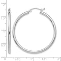 10K White Gold Polished 2.5mm Lightweight Tube Hoop Earrings